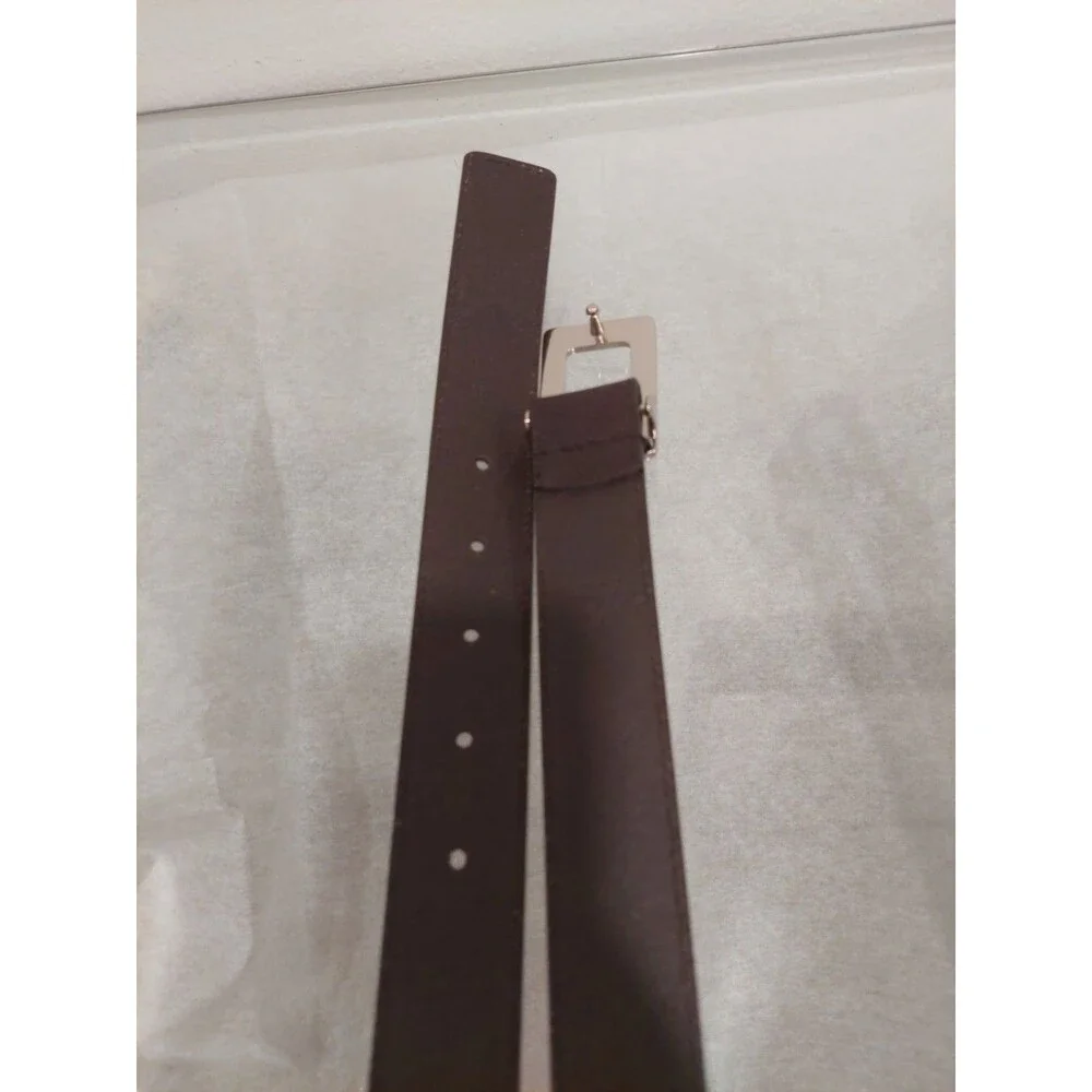 VTG Guess Belt Women's Large Dark Brown Leather Logo G Silver Tone Buckle Sz M
